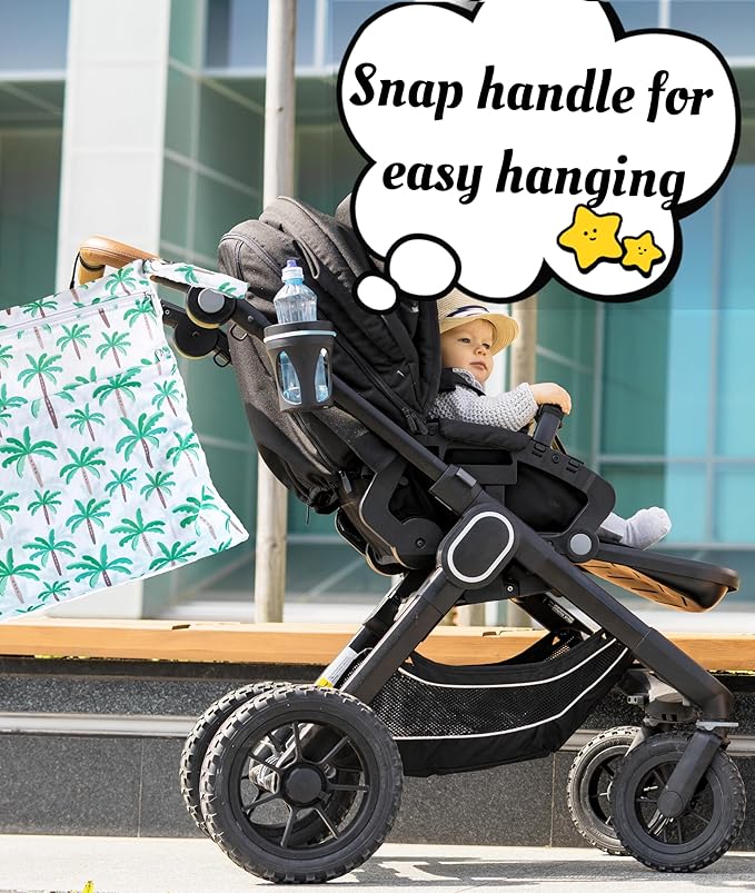 Wet Dry Bag for Cloth Diapers, 2PCS Waterproof Reusable Wet Bag with Zippered Pockets, Washable, Reusable for Travel, Beach, Pool, Stroller, Diapers, Dirty Gym Clothes, Swimsuits, 14x12In & 12x11In