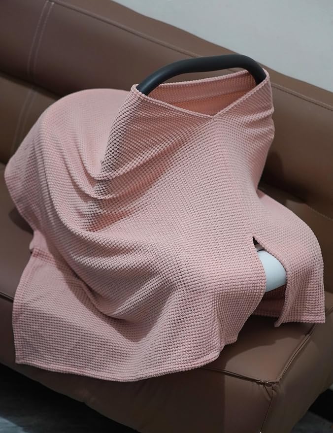 Pink Nursing Cover for Breastfeeding, Soft Breathable Privacy Poncho, Portable Breast Feeding Covers for Women