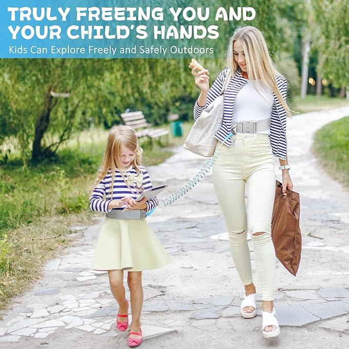 JXM Child Waist Harness with Lock for Hands-Free Safety Walking, Adjustable Waist Tether for Big Kids with Autism Special Needs ADHD, Child Elopement Leash for Outdoor Travel