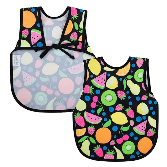 BapronBaby Neon Fruit Monster Bapron - No Neck Tie Safer Bib for Baby & Toddler - Soft Waterproof Stain Resistant - Machine Washable - Sz Baby/Toddler 6m-3T