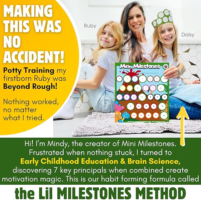 17PC Toddler Dinosaurs Potty Training Chart Behavior Chart for Toddlers, Potty Chart, Toddler Reward Stickers, Reward Chart for Kids, Crown & Activity Board by LIL ADVENTS Mini Milestones + eBook