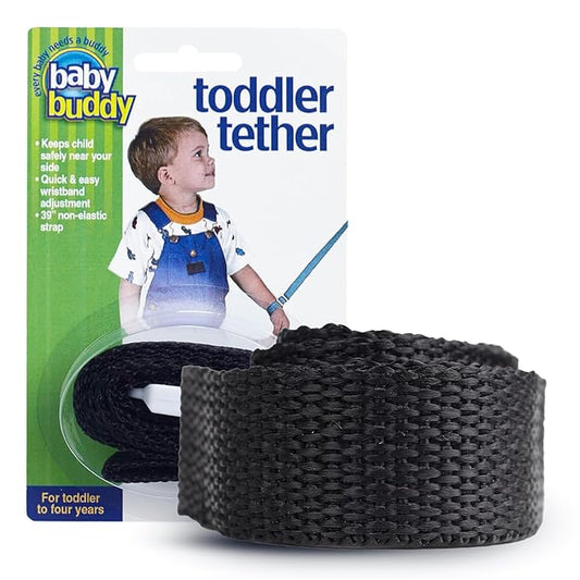 Toddler Tether by Baby Buddy, Child Safety Leash, Toddler Travel Essential, Child and Baby Tether Strap for Walking, Safety Walking Guide for Children and Parents, Black, 1 Count