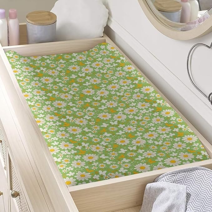 Daisy Changing Pad Cover for Baby Easy to Install Baby Diaper Change Table Pad Covers Washable Cradle Mattress Sheets for All Season Gift for Holiday