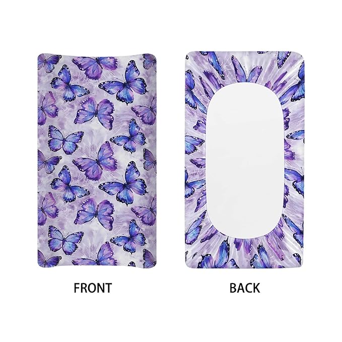 Purple Butterfly Changing Pad Covers Changing Table Cover for Baby Boys and Girls Soft Breathable Changing Pad Sheets Cover Soft Breathable