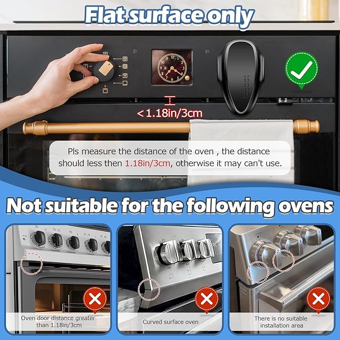 Oven Lock Child Safety (2Pack), Premium Baby Proofing Oven Door Locks, Easy to Install & Use Durable and Heat-Resistant Material no Tools Need or Drill Oven Child Safety Lock, (Black)
