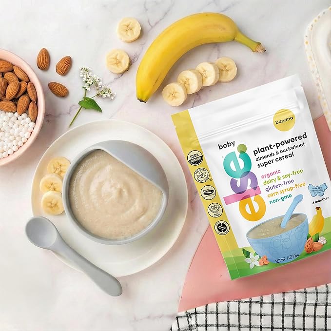 Else Nutrition Baby Cereal Stage 1 for 6 months+, High Iron, Plant Protein, Organic, Whole foods, Vitamins and Minerals (Banana-High Iron, 1 Pack)