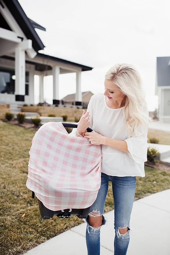 Copper Pearl Multi-Use Cover: Car Seat, Nursing, and Stroller Cover for Sun - Stretchy Fabric, All-Season Use, Stylish Designs, Easy Access for Moms - London