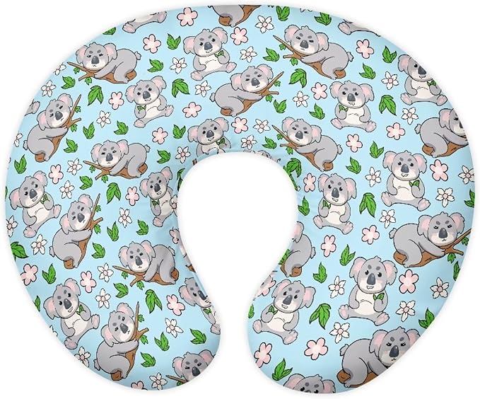 Cute Koala Nursing Pillow Cover for Newborn Boys Girls Soft Nursing Pillow Case Skin-Friendly U-Shaped Hidden Zipper Design