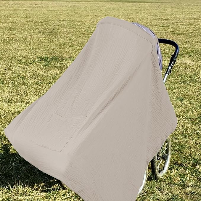 Wimst Muslin Nursing Cover Breastfeeding for Women, Soft and Breathable Breastfeeding Cover with Rigid Hoop for Nursing Apron (Beige)