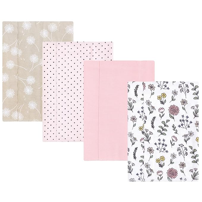 Hudson Baby Unisex Baby Cotton Flannel Burp Cloths, Dandelion Wish, One Size