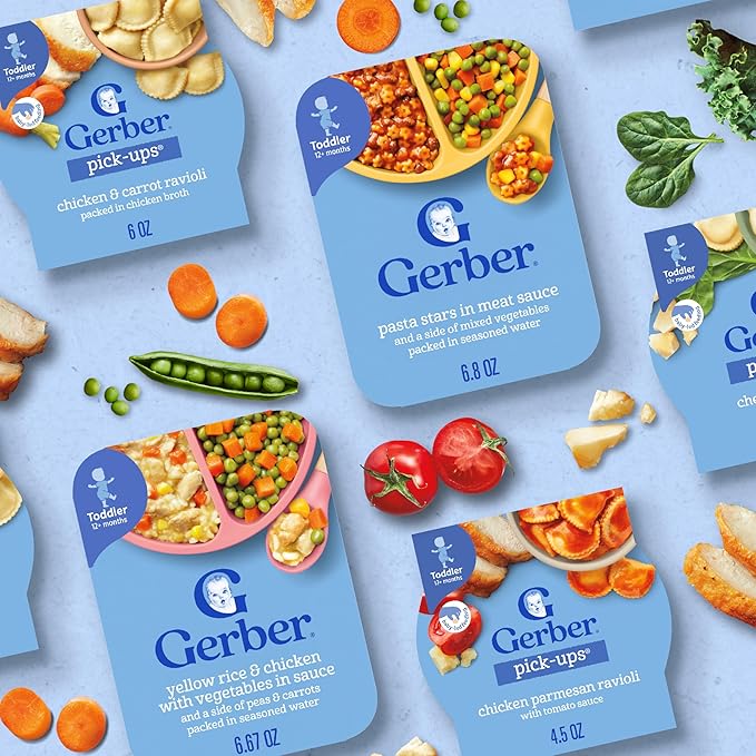 Gerber Toddler Food, Macaroni & Cheese with Peas & Carrots, Mealtime for Toddler, Baby Led Feeding, 8-Pack