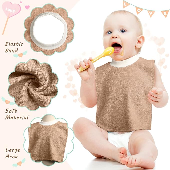 Foaincore 6 Pcs Pullover Baby Bibs Cotton Terry Toddler Absorbent Infant for Feeding and Drooling Towel Bib (Lively Color)