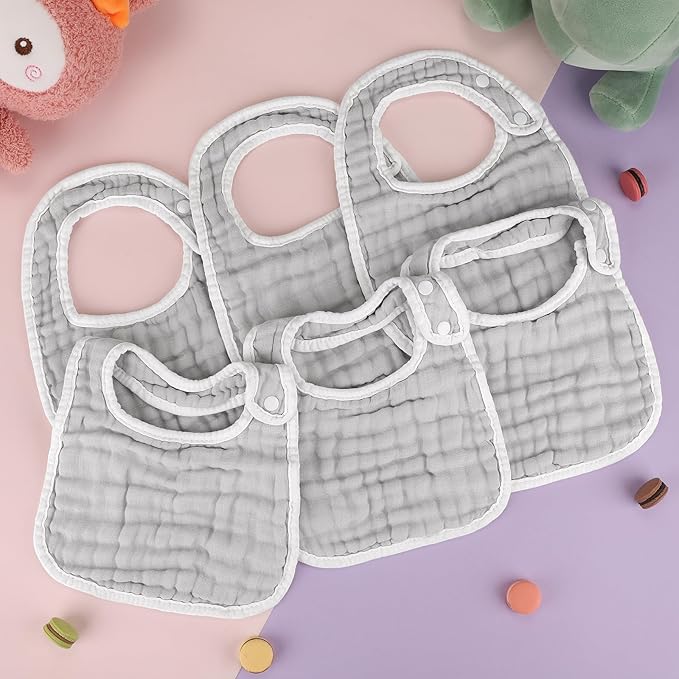 Accmor Muslin Baby Bibs, 6 Pack Soft Cotton Baby Bandana Drool Bibs for Boys Girls Teething and Drooling