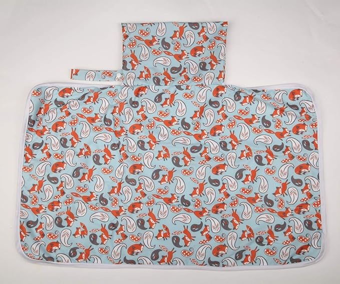 Baby Diaper Changing Mat Pad Portable Foldable Washable Compact Travel Nappy Waterproof Play Mat 30inx18.5in (Paisley Fox)