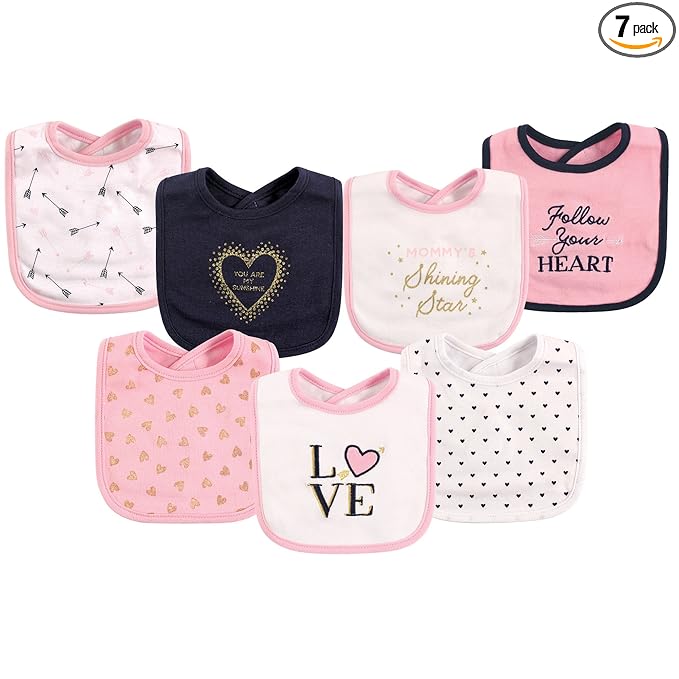 Hudson Baby Unisex Baby Cotton Bibs, Love, One Size