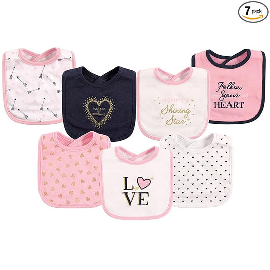 Hudson Baby Unisex Baby Cotton Bibs, Love, One Size