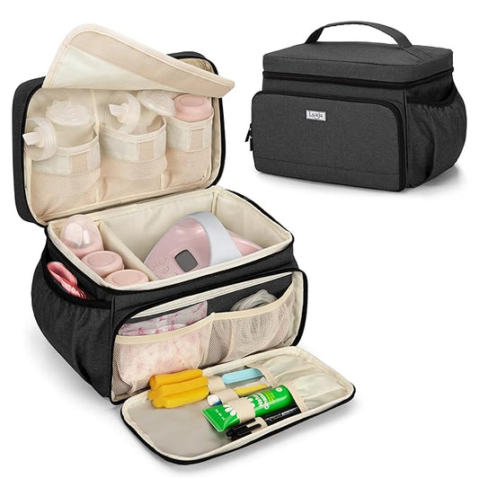 Luxja Breast Pump Bag Compatible with Spectra S1 and S2, Pumping Bag for Breast Pump and Extra Parts (Suitable for Home or Travel Use), Black (Patent Pending)