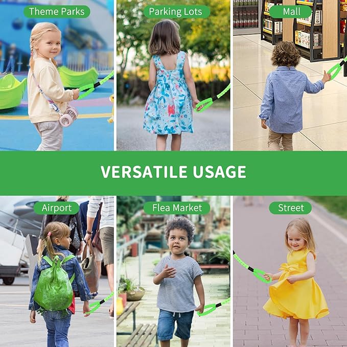 ONEDONE Stroller Handle for Toddler Travel 20" Stroller Strap for Kids to Hold Handle for Strollers, Wagons, Shopping Carts Soft Handle for Child Safety Keep Kids Close Green