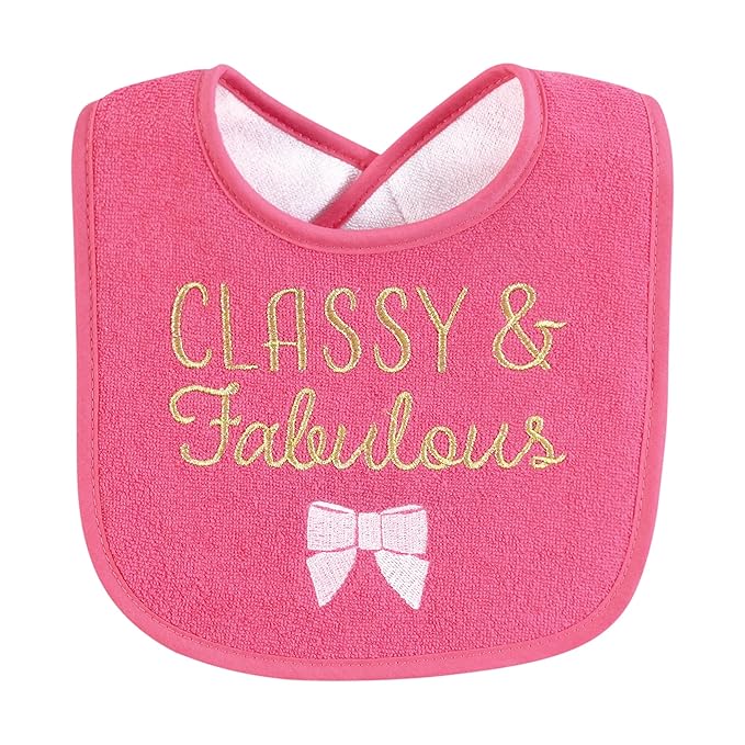 Hudson Baby Infant Girl Cotton Terry Drooler Bibs with Fiber Filling, My Mama, One Size