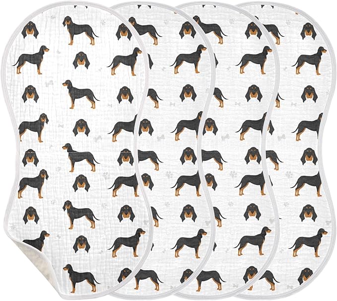 vvfelixl Black and Tan Coonhound Burp Cloths for Baby Boy Girls Baby Washcloths Burp Rags 1 Pack