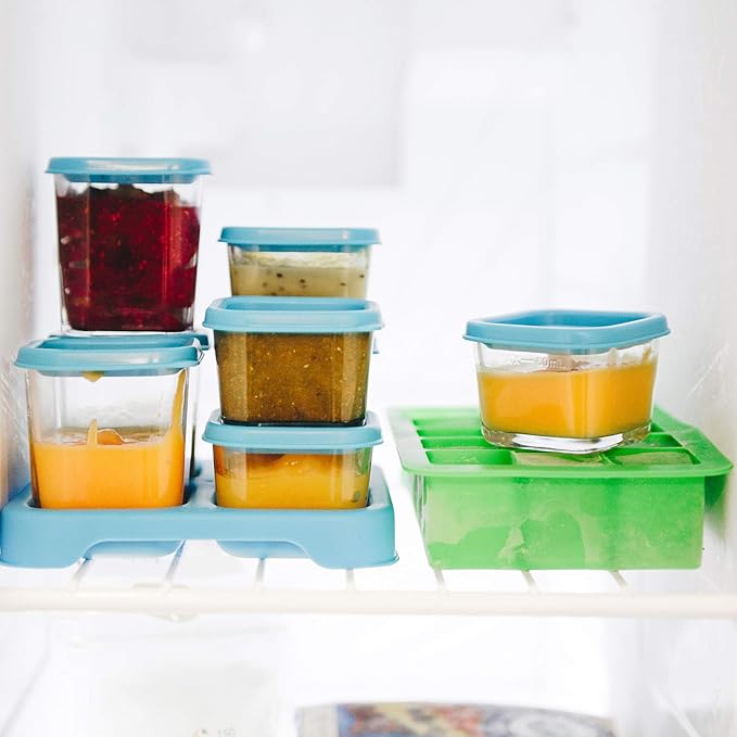 green sprouts Fresh Baby Food Freezer Tray made from Silicone | Perfectly portioned for baby's first feedings | Clear lid for covering food & stacking trays, Flexible for easy removal, Dishwasher safe