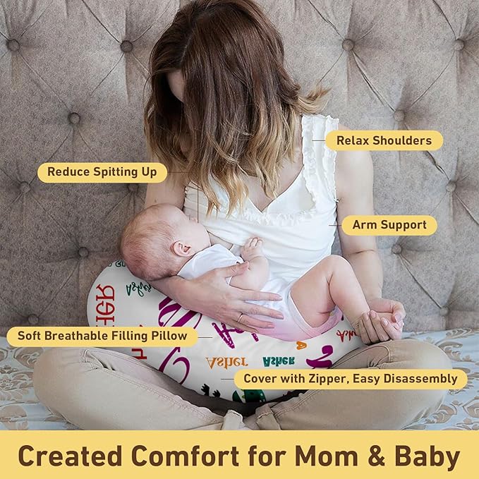 Dyoart Baby Nursing Pillow Cover,Personalized Comfortable Nursing Covers,Custom,Breastfeeding Pillow Slipcover for Bottle Feeding,Custom for Toddler Infant,Dinosaur(one Size)