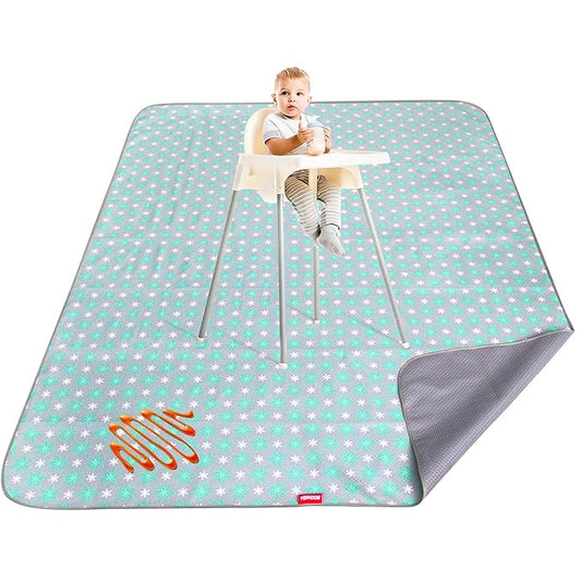 Extra Large Splat Mat 54”x 72” Waterproof Non Slip Floor Splash Mat for Under High Chair, Messy Mat and Table Cloth, Flower