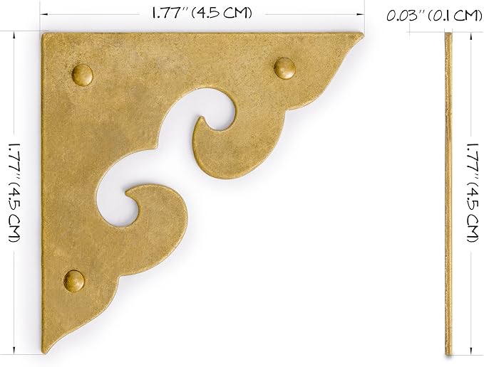 Brass "Ocean Wave" Corner Plate – Set of 2, 1.8", by Hardware Philosophy