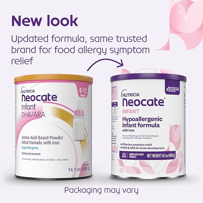 Nutricia Neocate Infant - Food Allergy Relief Hypoallergenic Baby Formula with Amino Acids - Well-Tolerated & Supports Normal Growth - Dairy-Free Infant Formula with DHA, ARA - 0-12 months - 14.1 oz