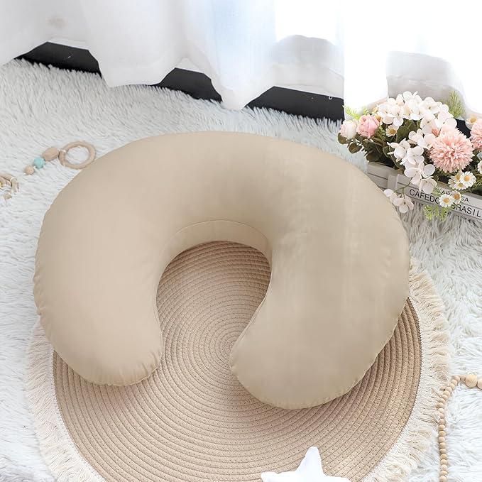 Hooyax Baby Waterproof Nursing Cover, Stretchy Nursing Covers for Breastfeeding, Adorable Infant Feeding Pillow Slipcover for Baby Boy and Girls (Khaki)