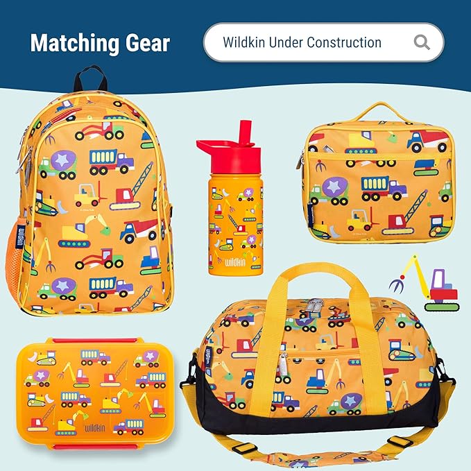 Wildkin Wet Bag Set for Boys, & Girls – Durable Zipper with Snap Loop Handle, Reusable Water-Resistant Bags for Beach, Pool, Travel & Gym - Under Construction