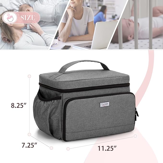 Luxja Breast Pump Bag Compatible with Spectra S1 and S2, Pumping Bag for Breast Pump and Extra Parts (Suitable for Home or Travel Use), Gray (Patent Pending)