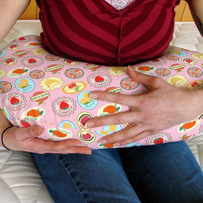 Pink Fruits Summer Preppy Baby Nursing Pillow Covers for Girl Cute Tropical Fruits Stamp Nursery Pillowcase for Breastfeeding Pillows Retro Summer Beach Soft Stretchy Slipcovers for Newborn Infant