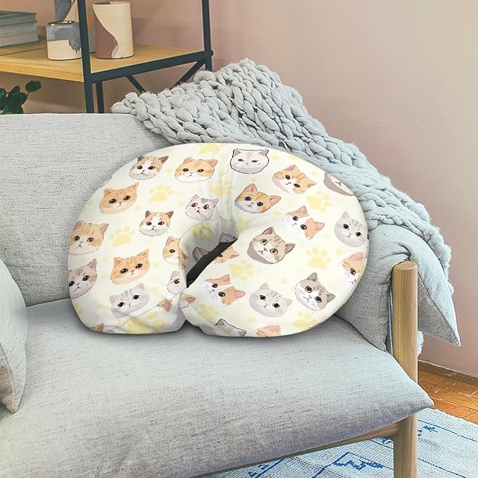 Cute Cat Footprints Nursing Pillow Covers Pillowcase Stretchy Positioner Case Comfortable Feeding Pillow Covers for Breastfeeding and Bottle Feeding