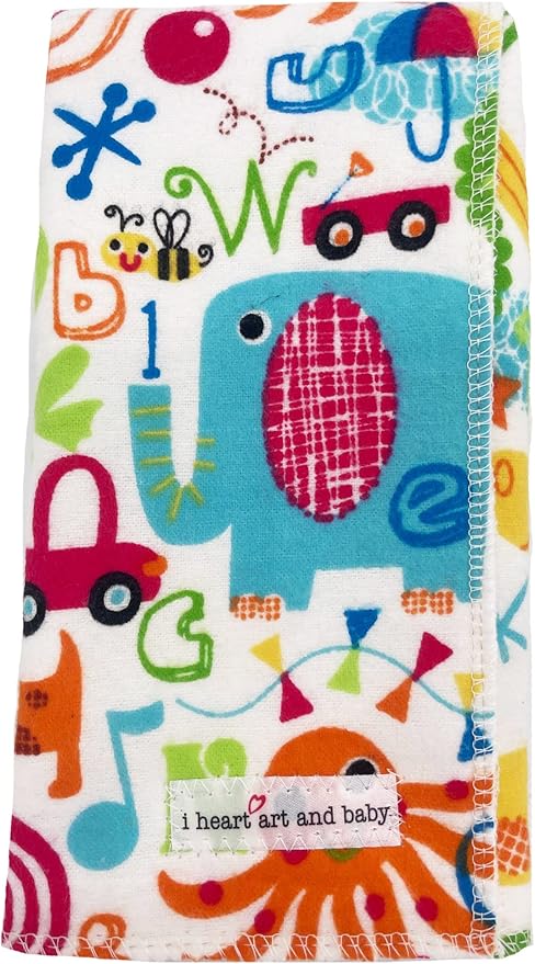 Infant Burping Cloth, Burp Cloths for Baby Boy or Girl, Soft and Absorbent - Cotton Reusable Spit Up Rags, XLarge, 1 Count (Animal ABCs)