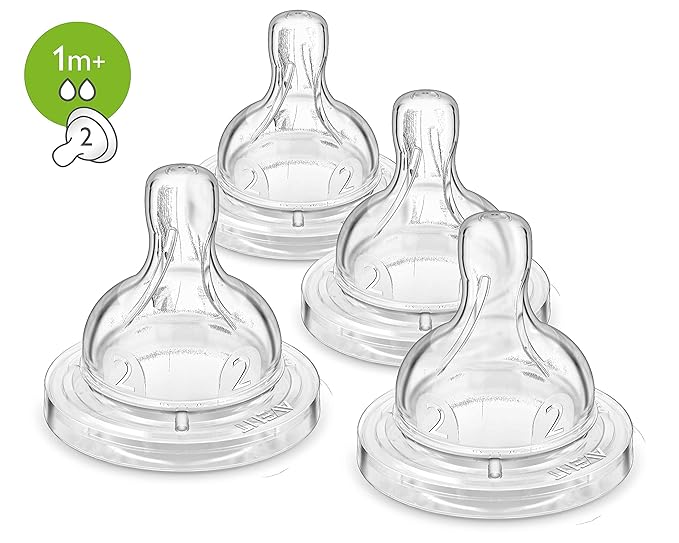 Philips Avent Anti-Colic Baby Bottle Slow Flow Nipple, 4pk, Flow 2, SCF422/47