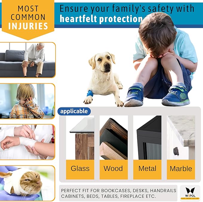 Table Edge Protector for Baby Proofing (18ft Edge & 8 Corners) Baby Proof Corners and Edges Guard, Soft NBR Rubber Foam 3M Adhesive, Furniture Corner & Edge Safety Bumpers for Table & Fireplace-Gray