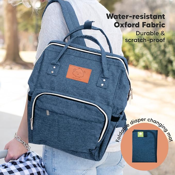 KeaBabies Diaper Bag Backpack and Portable Diaper Changing Pad - Waterproof Multi Function Baby Travel Bags - Waterproof Foldable Baby Changing Mat - Travel Diaper Change Mat - Lightweight Pads