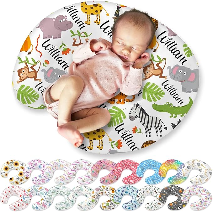 Custom Baby Nursing Pillow Cover Personalized with Name Customized for Boys Girls