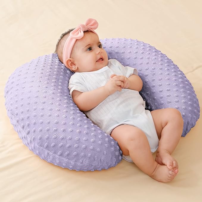 Nursing Pillow Cover Breastfeeding Pillow Cases Plush Dot Slipcover (Orchid)