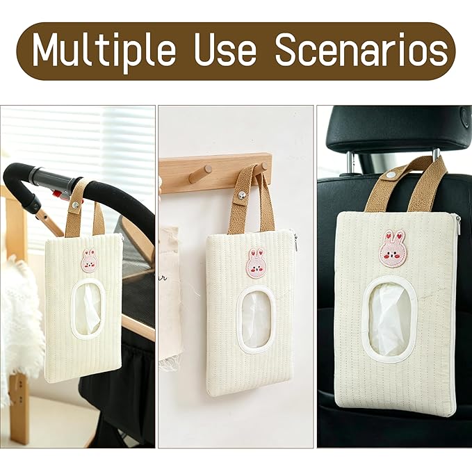 Quilted Baby Wipe Holder Floral Diaper Pouch Portable Quilted Wipes Bag for Car, Stroller