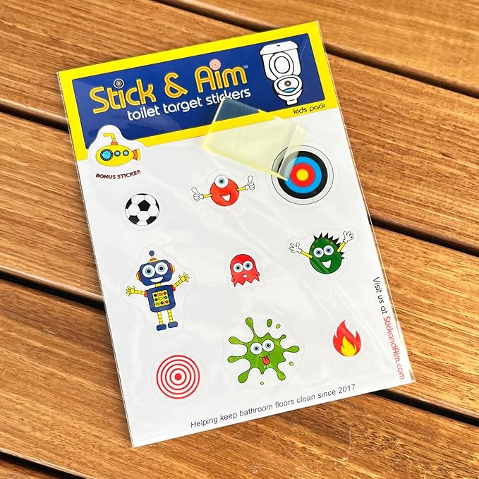 Kids Pack - Toilet Target Stickers with Sticker Applicator Smoothing Tool, Potty Stickers for Potty Training, Toilet Targets for Potty Training Boys. Toilet Stickers for Boys Aim.