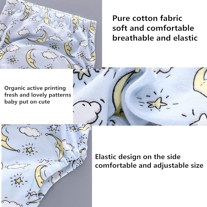 4 Pack Baby Toddler Potty Training Pants Layered Cotton Training Underwear for Toddlers Girls Boys