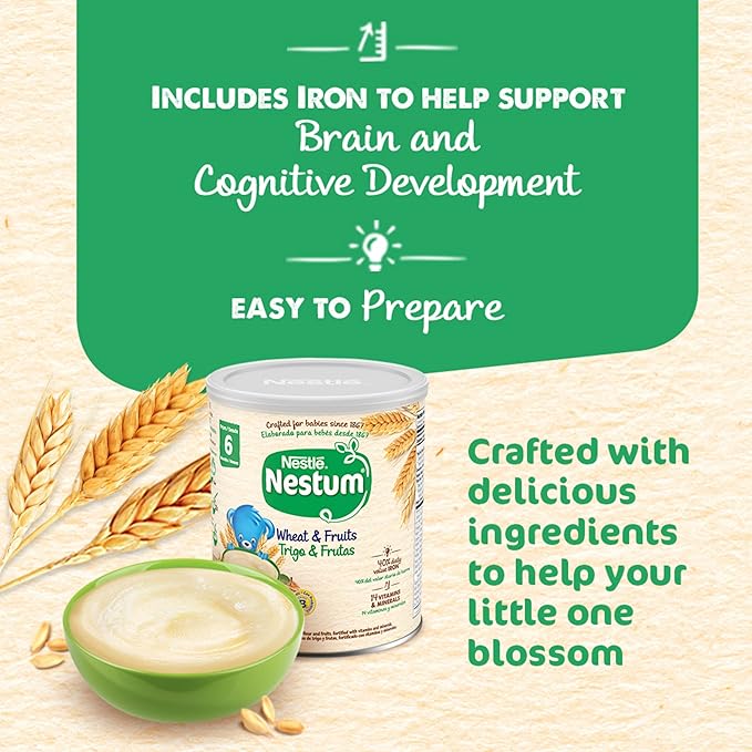 Nestle Nestum Junior Cereal, 3 Cereals - Wheat, Corn & Rice, Made for Toddlers 12 Months, 14.1 OZ Canister (Pack of 3)