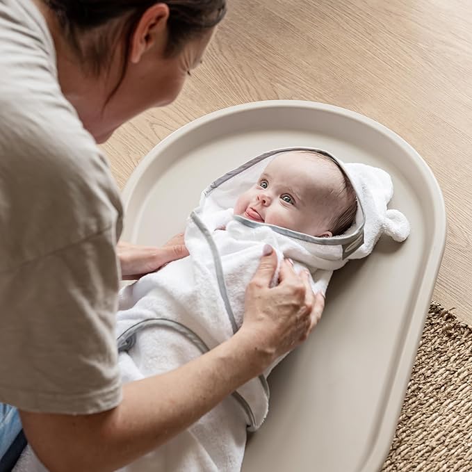 Shnuggle Squishy Changing Mat - Baby Changing Diaper Pad, Wipeable Easy-to-Clean Nappy Station, Warm-to-Touch Surface, Non-Slip Base, No Covers Needed - Taupe