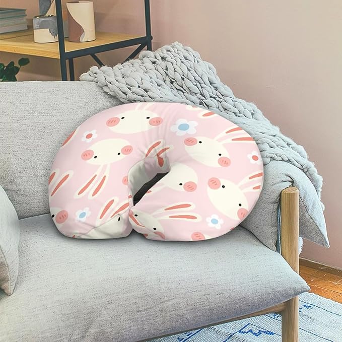 Cartoon Cute Rabbits Pattern Baby Nursing Pillow Cover Ultra Soft Comfortable Newborn Nursing Pillow Case Baby Essentials Christmas Decor