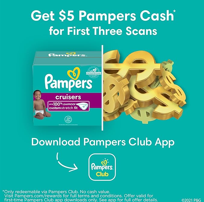 Pampers Cruisers Diapers - Size 3, One Month Supply (174 Count), Disposable Active Baby Diapers with Custom Stretch