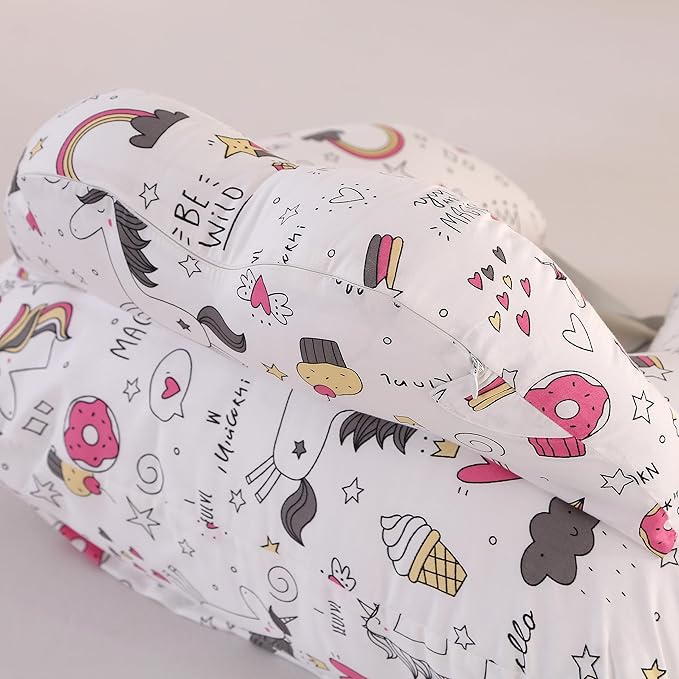 BATTOP Nursing Pillow for Breastfeeding with Removable Covers, PlusSize Breastfeeding Pillows for Mom, Bottle Feeding Pillow, Extra Pillow on Top for More Support for Mom