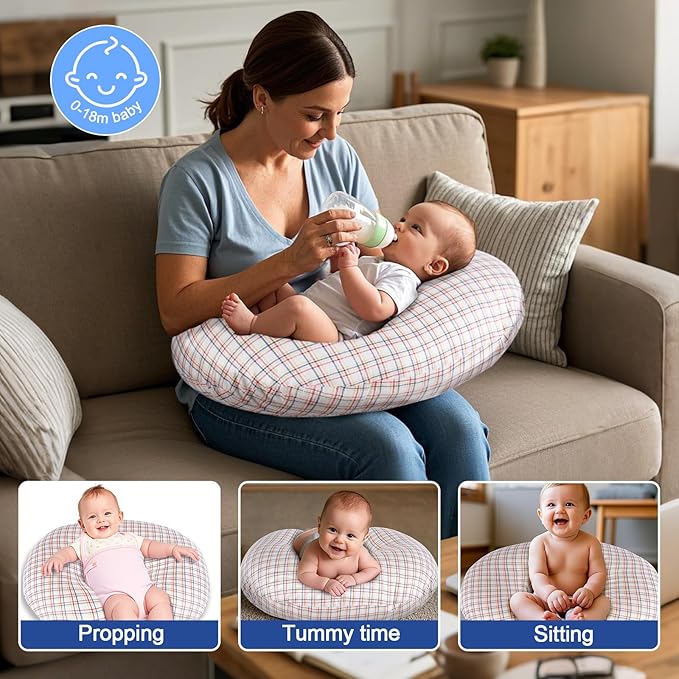 x-vesolje Nursing Pillow, Breastfeeding Pillow with Removable Cover, Ergonomic Breast Feeding Pillow, Baby Feeding Support Pillow for Mom Easier Breastfeeding- Original Size/Red