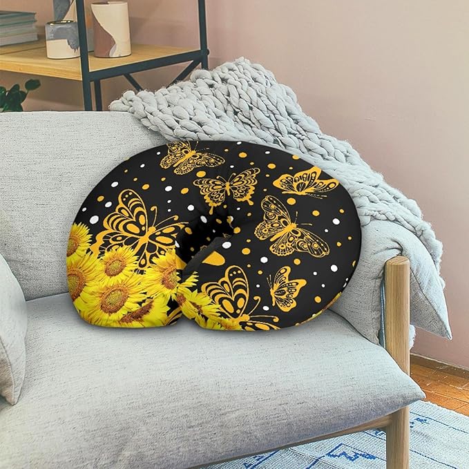 Forchrinse Sunflower Butterfly Nursing Pillow Cover Ultra Soft Feeding Pillow Slipcover for Breastfeeding Moms